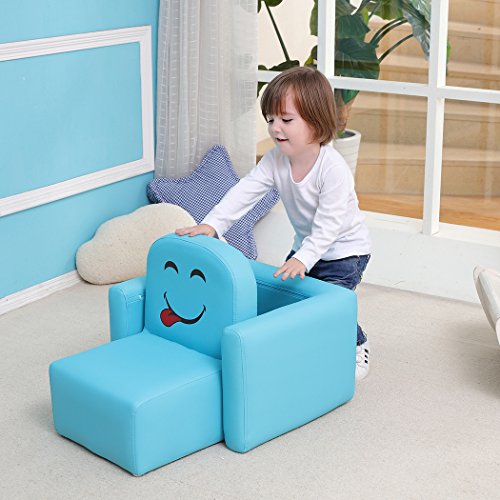 Emall Life Sillón para niños Multifuncional, Silla y Mesa para niños/Taburete con una Sonrisa Divertida para niños y niñas(Azul)