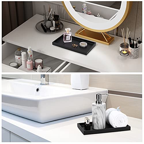 Emibele Bandeja de Baño de Joyería con Medio Tamaño, Plato de Joyería para Organización de Cuarto de Baño, Tocador, Hogar Accesorio Ideal para Guadar Perfume, Jabón Cosas Pequeñas, Negro Mate