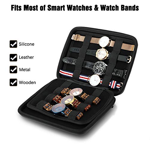 Emibele Caja para Pulsera con Bandas Elásticas, Organizador para Pulsera de Reloj de Robusta de EVA y Interior Suave con Cremallera Lisa para Joyería Cables y Auriculares, 24.5×18.5×4.5 cm - Negro