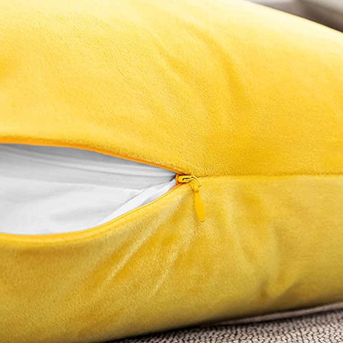 Emooqi Cojines Terciopelo para Sofa, 45x45cm Decoración Cuadrado Fundas de Almohada 2 Piezas Funda Cojin para Cojines para Dormitorio y Sala de Estar Terciopelo Funda de Cojine 18''x18'' -Amarillo