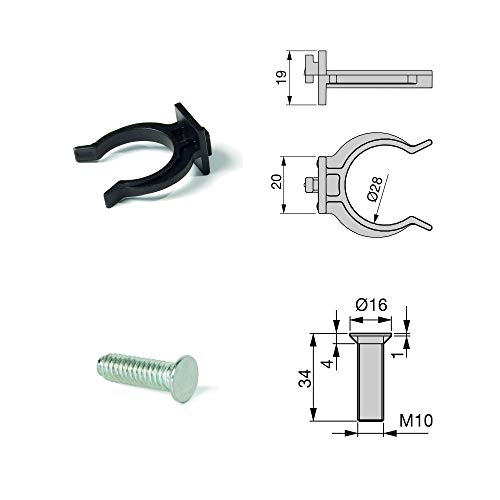 EMUCA - Patas Regulables para Muebles de Cocina o baño, Pack de 4 pies Negros con Accesorios de Montaje, H 100mm