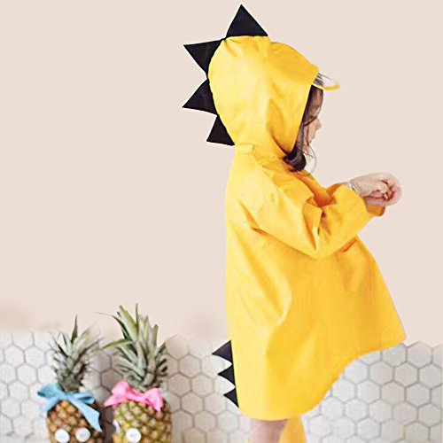 enbihouse Chubasquero para niños, Capa de Lluvia de Dibujos Animados para niños Chaqueta de Lluvia al Aire Libre con Forma de Dinosaurio para niños o niñas (S)