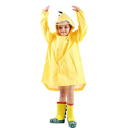 enbihouse Chubasquero para niños, Capa de Lluvia de Dibujos Animados para niños Chaqueta de Lluvia al Aire Libre con Forma de Dinosaurio para niños o niñas (S)