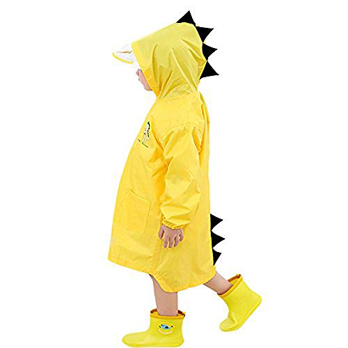 enbihouse Chubasquero para niños, Capa de Lluvia de Dibujos Animados para niños Chaqueta de Lluvia al Aire Libre con Forma de Dinosaurio para niños o niñas (S)