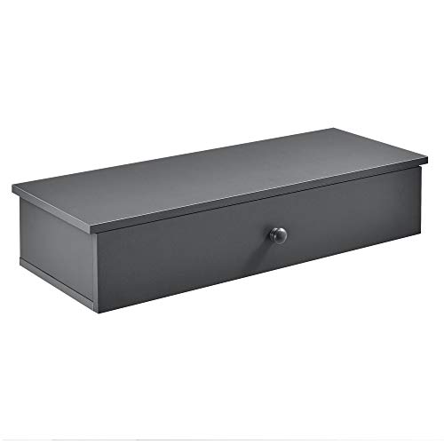 [en.casa] Estante de Pared con Compartimento 60 x 24 x 12,6cm Mesita de Noche de Pared con cajón para Almacenar Gris Oscuro