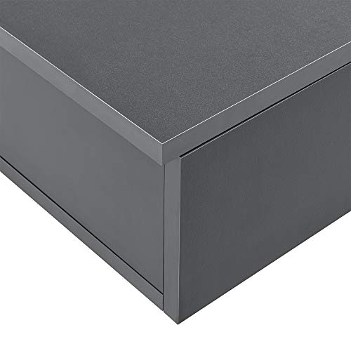 [en.casa] Estante de Pared con Compartimento 60 x 24 x 12,6cm Mesita de Noche de Pared con cajón para Almacenar Gris Oscuro