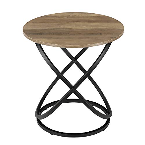 [en.casa] Mesa de Centro Mesa Auxiliar Redonda 61 x 59 cm Mesita de Noche Mesa de café y té Apariencia de Madera y Negro