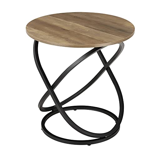 [en.casa] Mesa de Centro Mesa Auxiliar Redonda 61 x 59 cm Mesita de Noche Mesa de café y té Apariencia de Madera y Negro