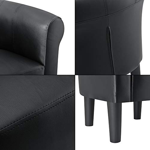 [en.casa] Sillón Relax Elegante Butaca 70x70x58 cm Asiento cómodo de Piel sintética Negro