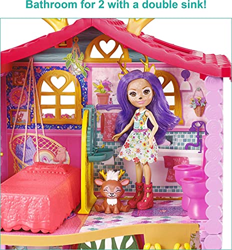 Enchantimals Casa Ciervo 2.0 con Danessa Deer Muñeca con casa de juguete, mascota y accesorios, regalo para niñas y niños +4 años (Mattel HFC41)