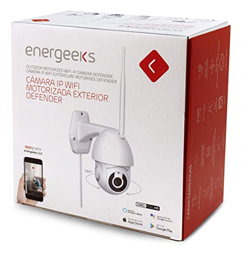 Energeeks Cámara IP WiFi motorizada Exterior 1080p Defender, Blanco