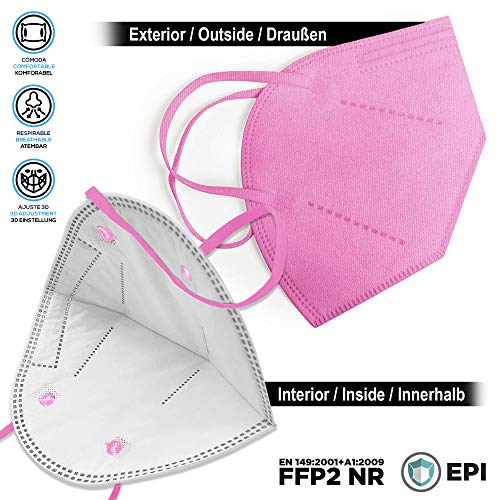 ENERGY BALANCE 10 Mascarillas FFP2 rosa, Homologada CE, Proteccion Epi (10-PINK)