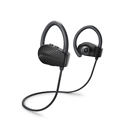 Energy Sistem Earphones Bluetooth Sport 1+ Dark (Bluetooth 5.1, Control por Voz Voice Assistant, Sistema de sujeción Secure-fit, Resistentes al Sudor)-Negro