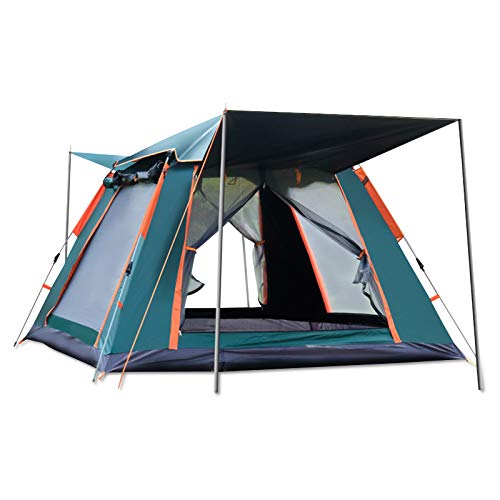 Ergocar Tienda de Campaña 3-4 Personas Tienda de Camping Ligero Impermeable Anti Viento Exteriores Tienda de Campaña para Senderismo Festival Camping Mochila (Verde, Vinilo)