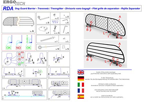 ERGOTECH Rejilla Separador protección para Seat Ateca, RDA65-S8, para Perros y Maletas