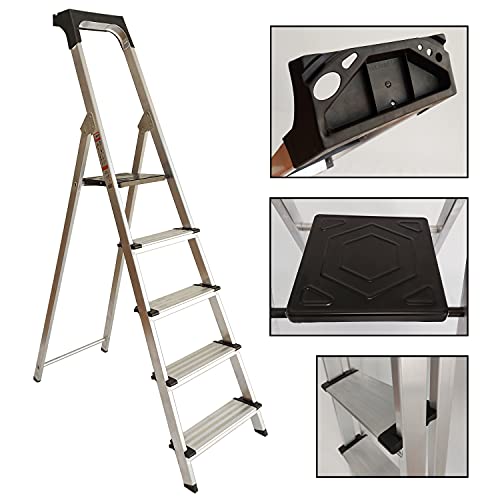 Escalera Ancha de Aluminio SUPER PLUS (5 Peldanos). BTF-TJB405