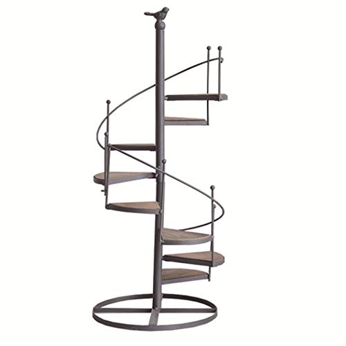 Escalera de caracol de múltiples capas en forma de flor de hierro forjado Escalera de 8 pisos con balcón, sala de estar, maceta de interior, estante para macetas, 56 * 23 cm