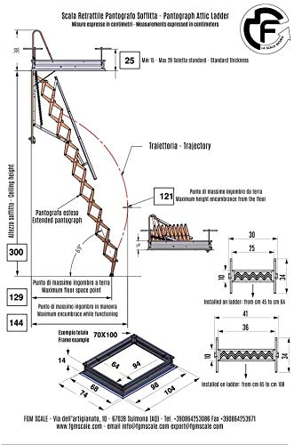 Escalera Escamoteable Pantógrafo Buhardilla pantógrafo manual lado S70