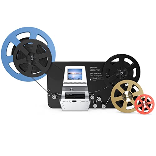 Escáner de Película Super 8/Normal 8 mm,Conversión de Película a Video Digital (Rollo de Película de 3", 5", 7" y 9") Escáner de Película y Digitalizador con LCD de 2,4 ",1080P y Tarjeta SD de 32 GB