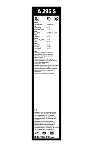 Escobilla limpiaparabrisas Bosch Aerotwin A295S, Longitud: 600mm/400mm – 1 juego para el parabrisas (frontal)