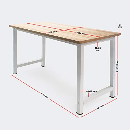 Escritorio 120x60x74cm Marrón Mesa oficina ordenador comedor Metálica Muebles Mobiliario Despacho