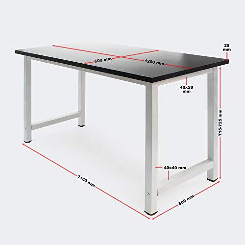 Escritorio 120x60x74cm Negro Mesa oficina ordenador comedor Metálica Muebles Mobiliario Despacho