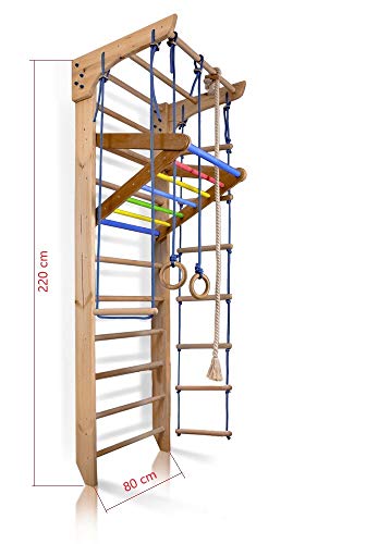 Espaldera de Fitness, Espaldera para Gimnasio Kinder-4-220-Color Complejo Deportivo de Gimnasia, Niños de Juegos 220x80