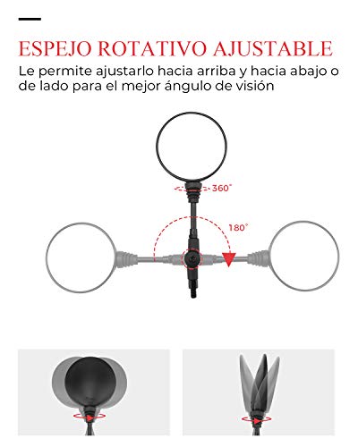 Espejos Laterales con Abrazadera 7/8'' Retrovisores Moto 10mm Homologado Universal