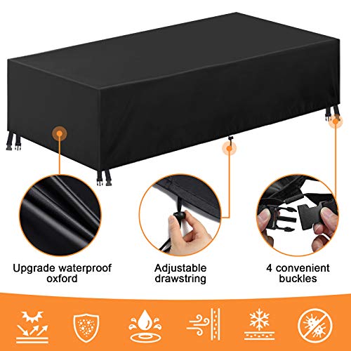 Essort Funda Muebles Jardin Impermeable, Funda Sofa Jardin Exterior,Funda Protectora Mesa Jardin,Funda Protectora Muebles Copertura Tamaño Grande 315x160x74cm ,Negro