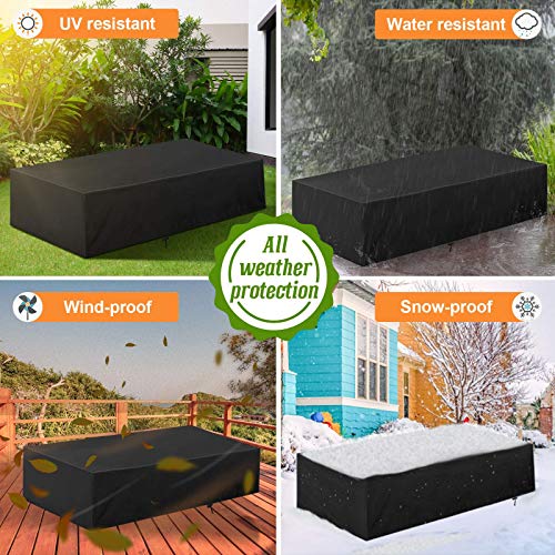 Essort Funda Muebles Jardin Impermeable, Funda Sofa Jardin Exterior,Funda Protectora Mesa Jardin,Funda Protectora Muebles Copertura Tamaño Grande 315x160x74cm ,Negro