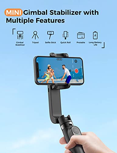 Estabilizador de Movil, Qimic Gimbal Movil Palo para Selfies con Control Remoto Bluetooth, Soporte de Trípode para Teléfono con Cardán de Equilibrio Automático Rápido Compatible con Android y iPhone