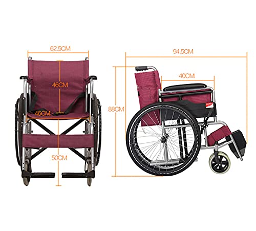 Estable Silla de Ruedas Plegable - Silla de Ruedas para Minusválidos Con Asas Antideslizantes y Cómodos Reposabrazos de Espuma - Autopropulsabl Silla de Ruedas de Tránsito para Minusválido