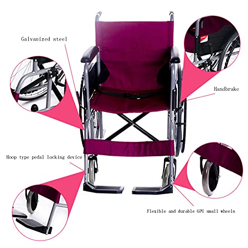 Estable Silla de Ruedas Plegable - Silla de Ruedas para Minusválidos Con Asas Antideslizantes y Cómodos Reposabrazos de Espuma - Autopropulsabl Silla de Ruedas de Tránsito para Minusválido