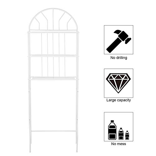 Estantería de Baño Sobre Inodoro, Estante de Artículos de Tocador Inoxidable 3 Niveles, Organizador de Ahorro de Espacio, Blanco 176.5 x 62 x 33.5cm