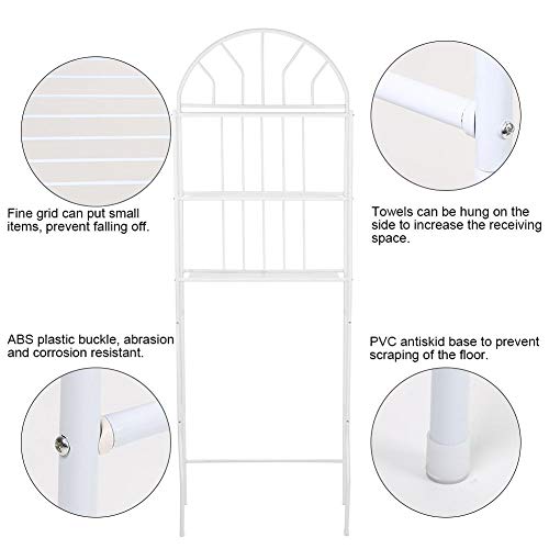 Estantería de Baño Sobre Inodoro, Estante de Artículos de Tocador Inoxidable 3 Niveles, Organizador de Ahorro de Espacio, Blanco 176.5 x 62 x 33.5cm