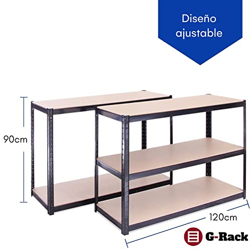 Estanterías para Garaje: 180 x 120 x 45cm | Estanterías de Alta Resistencia para Almacenamiento - 1 Unidad, Negro 5 Niveles (175KG/Estante), 875KG Total | 5 Años de Garantía