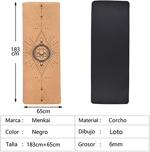 Esterilla Yoga,Esterilla Deporte Antideslizante Ecológica Corcho,183x65cm,7mm de Grosor,Yoga Mat,para Pilates,Fitness.Incluye Correa de Transporte y 2PC Bola para Masajes