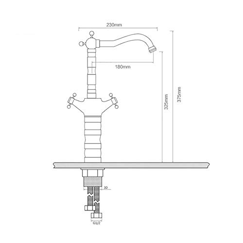 Estilo de la antigüedad del grifo del lavabo de cobre caliente y frío del grifo Elevación orificio de agua del grifo, SLT0081-Y, latón