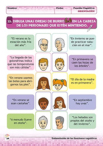 Estimulación De Las Funciones cognitivas Cuaderno 8/ Desde 7 años/ Refuerza Habilidad Mental y para Mejora Deterioro Mental: Mejora funciones cognitivas