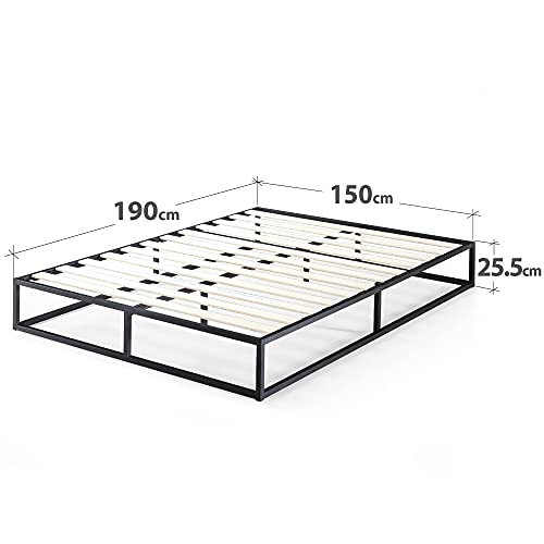 Estructura de cama metálica ZINUS Joseph 25 cm | Base para colchón | Somier de láminas de madera | Almacenamiento debajo de la cama | 150 x 190 cm | Negro