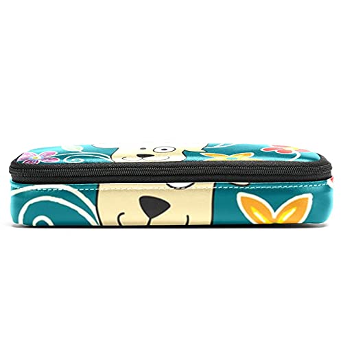 Estuche de cuero para lápices,estuche para rotuladores,cajas organizadoras de escritorio,perro hueso azul decorativo lindo,Bolsa de almacenamiento