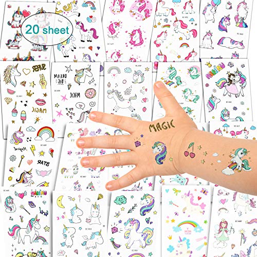 Etiquetas adhesivas Unicornio Tatuajes Temporales - Unicornio Regalos para Niños, Impermeables Tatuajes de Unicornio Mejores Regalos de Cumpleaños para Niñas y Niños, Más de 300 Tatuajes Adhesivos