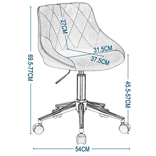 EUGAD Silla de Escritorio con Ruedas Taburete de Oficina Taburete Escritorio Silla Giratoria de Terciopelo Sillas de Oficina Silla Ergonómica de Oficina Rosa