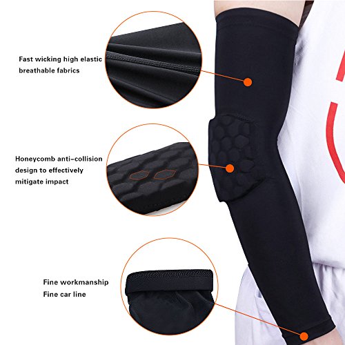 EULANT Manga para Codo, Manga de Compresión de Brazo para Baloncesto Fútbol Voleibol Correr Ciclismo, Black XL