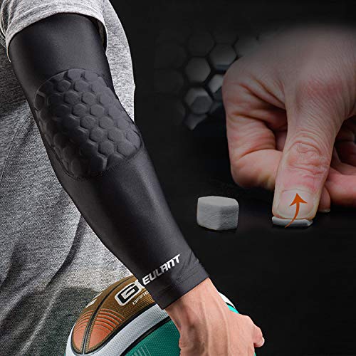 EULANT Manga para Codo, Manga de Compresión de Brazo para Baloncesto Fútbol Voleibol Correr Ciclismo, Black XL