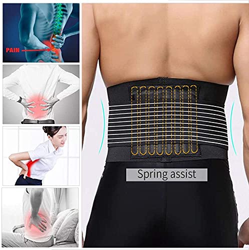 EULANT Soporte Lumbar para Aliviar el Dolor y Lesiones, Doble Ajustable Faja Lumbar, Cinturon Lumbar para Rehabilitación de Lesiones, con 8 Manantiales, XXL