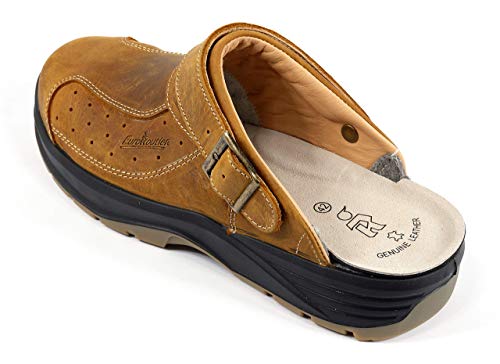 EuroRoutier Premium Leather Tucson Brown, Zuecos, Chanclas de seguridad certificadas SB+A+E+FO+SRC Marrón Size: 45 EU