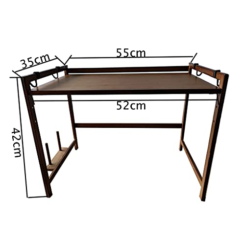 Eushine Estante para Horno de Microondas, Encimera de Cocina de 2 Niveles con 3 Ganchos, Estante para Horno, Ideal para Colgar Multifuncional Organizador Estantería Cocina, 55cmx42cmx35cm