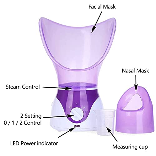 Evaporador profesional Sauna térmica Niebla facial Vapor e inhaladores de vapor para el tratamiento de espinillas, piel grasa, acné •Incluye Inhalador Para Boca Y Nariz