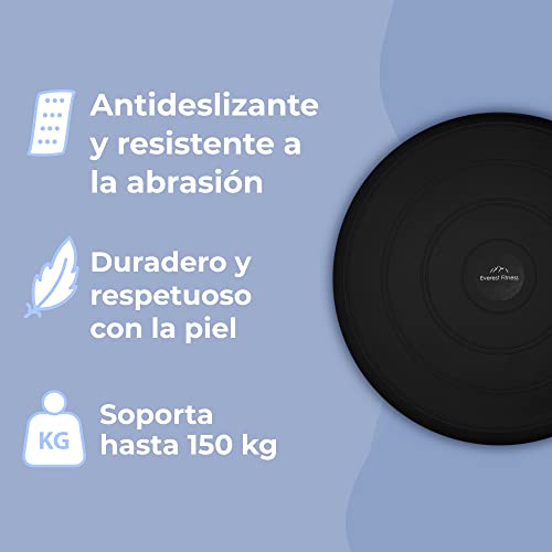 EVEREST FITNESS Cojín de Aire, Relleno de Aire, diámetro de 33 cm, Incluye Bomba de Aire, cojín de Equilibrio, cojín de Entrenamiento, cojín de Asiento y Respaldo